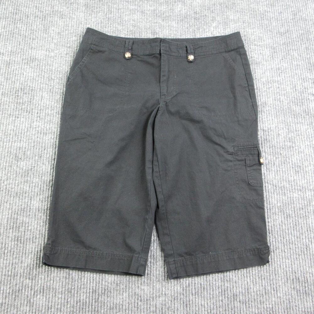 DOCKERS Shorts Womens 34 Black Cargo Cotton Canvas Flat Front Pockets 34x15*